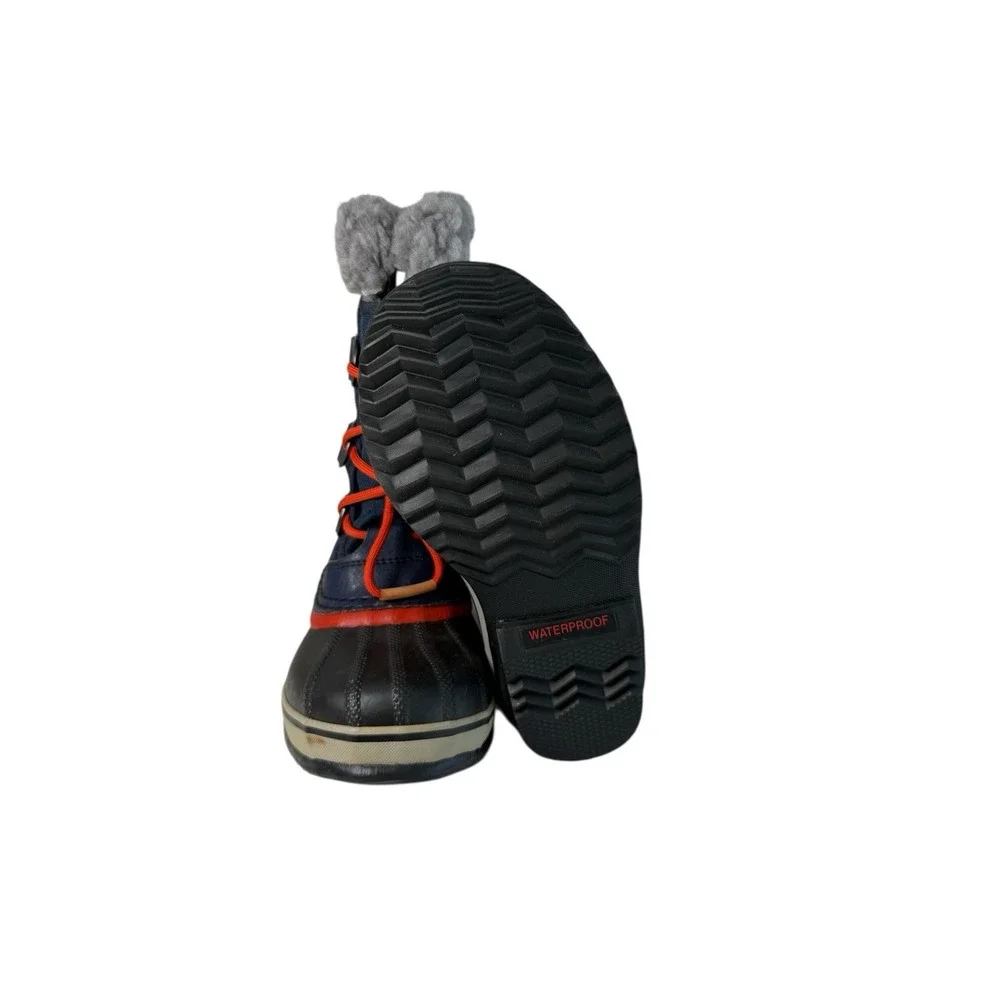 Sorel Yoot Pac Nylon Quarry Winter Boots Navy Blue- Orange‎ Size 1Y NO BOX